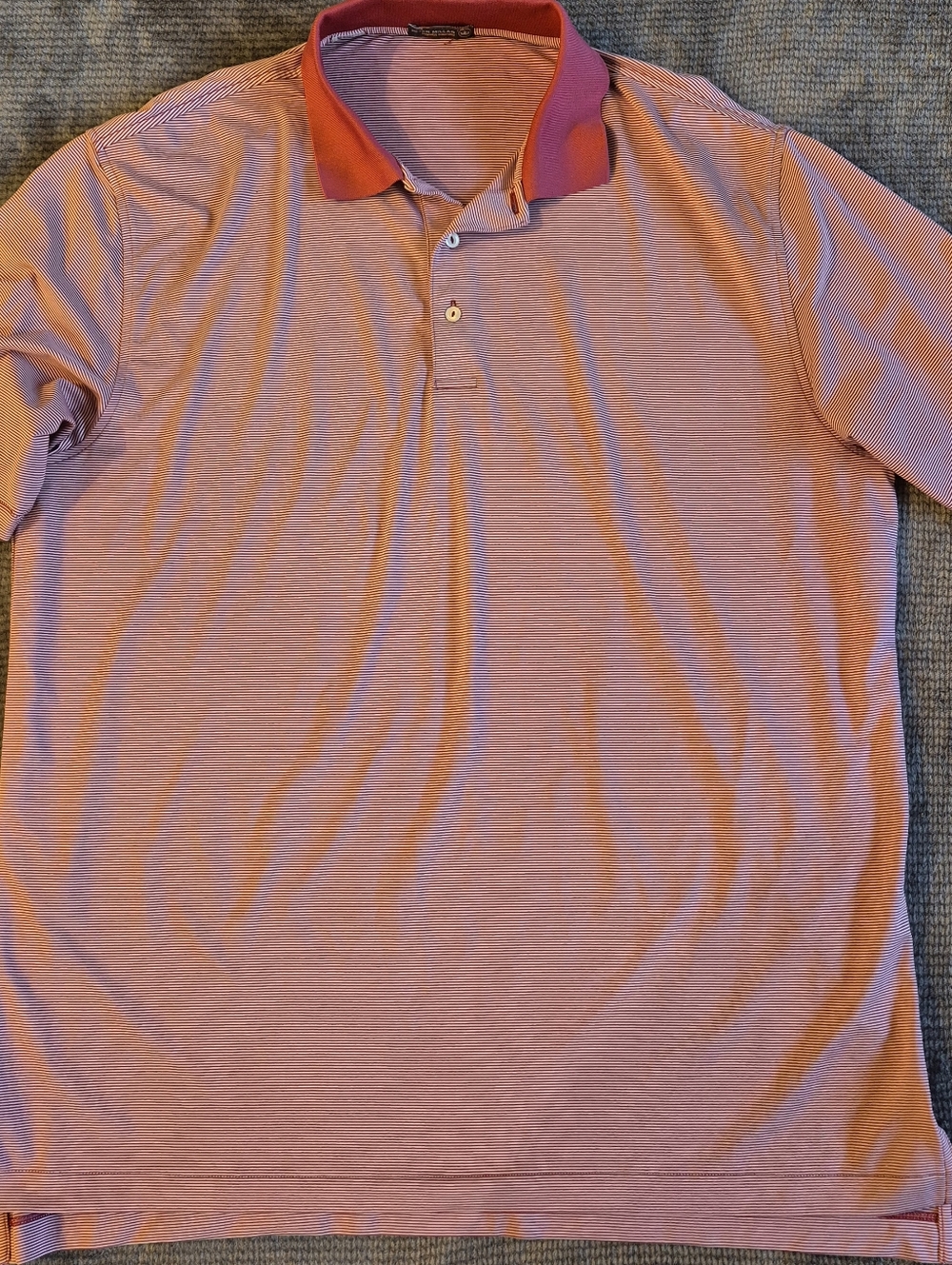 Peter Millar summer comfort polo XL Coral/White Striped Golf Short Sleeve